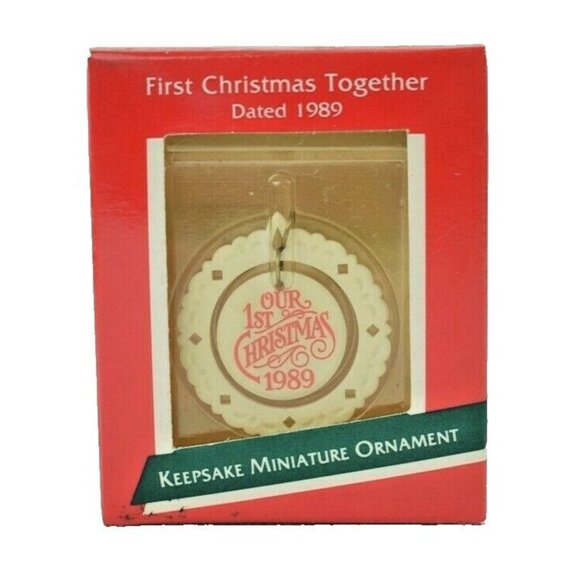 Hallmark Our First Christmas Together 1989 Vintage Keepsake Miniature Ornament - Picture 1 of 3